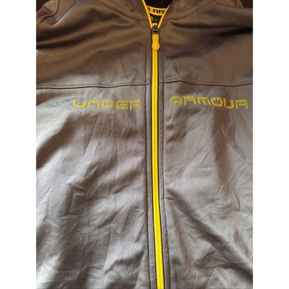 Under Armour Mens Jacket Size XL Windbreaker Full Zip Loose Yellow Gold Black - Picture 2 of 10